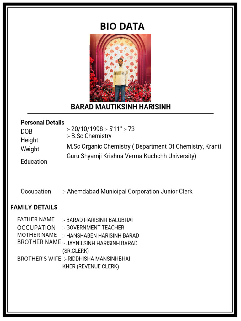 Personal Bio Data Overview | PDF