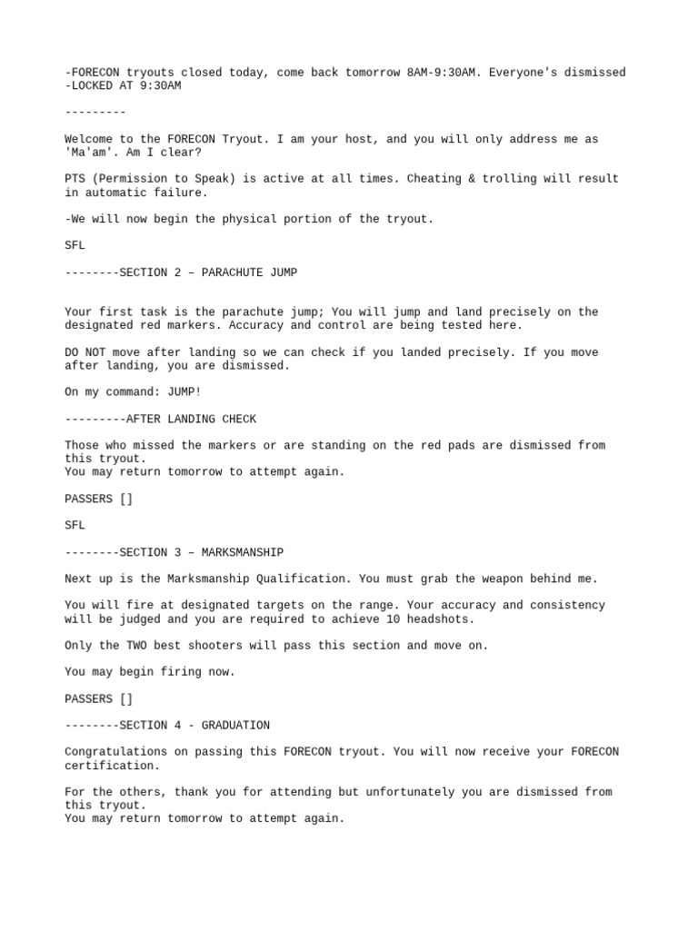 FORECON Tryout Instructions and Schedule | PDF