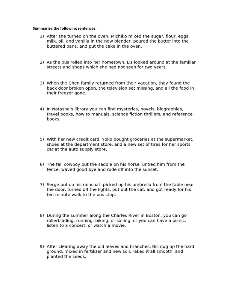 Summary Sentences | PDF