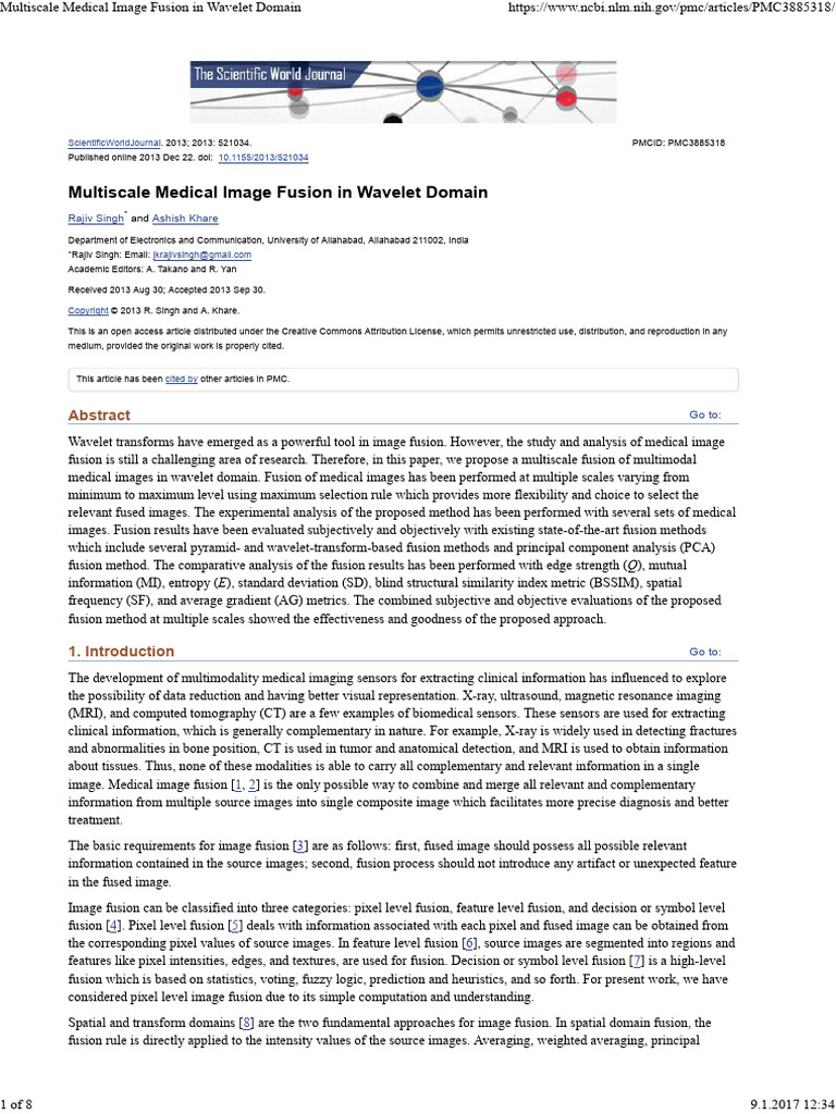 Multiscale Medical Image Fusion in Wavelet Domain | PDF | Wavelet ...