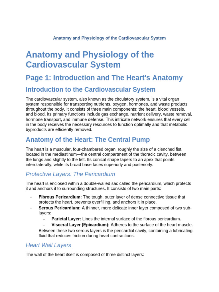 Cardiovascular System Anatomy & Function | PDF | Heart Valve ...