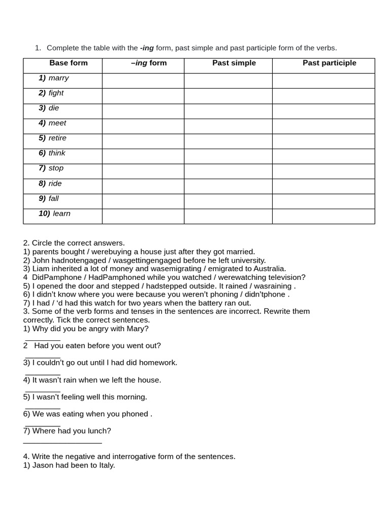 Complete The Table With The | PDF | Languages | Foreign Language Studies