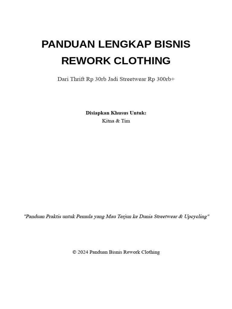 Panduan Bisnis Rework Clothing 2024 | PDF