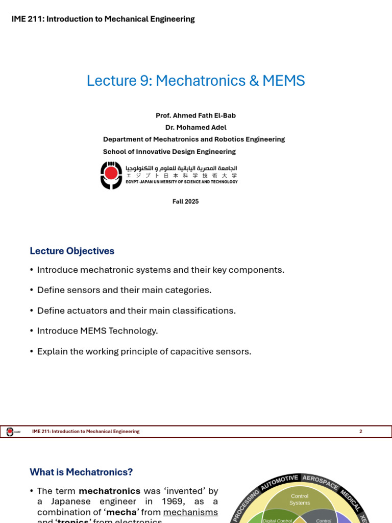Mechatronics and MEMS Overview | PDF | Actuator | Electric Motor