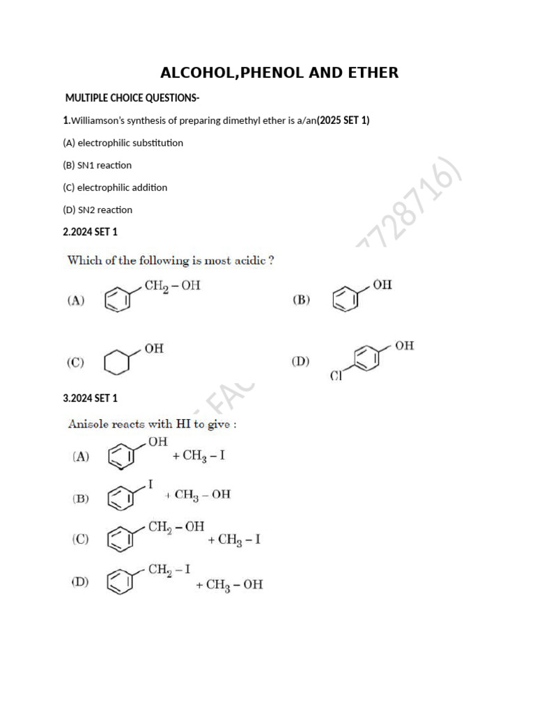 Alcohol,Phenol and Ether | PDF | Ether | Methyl Group