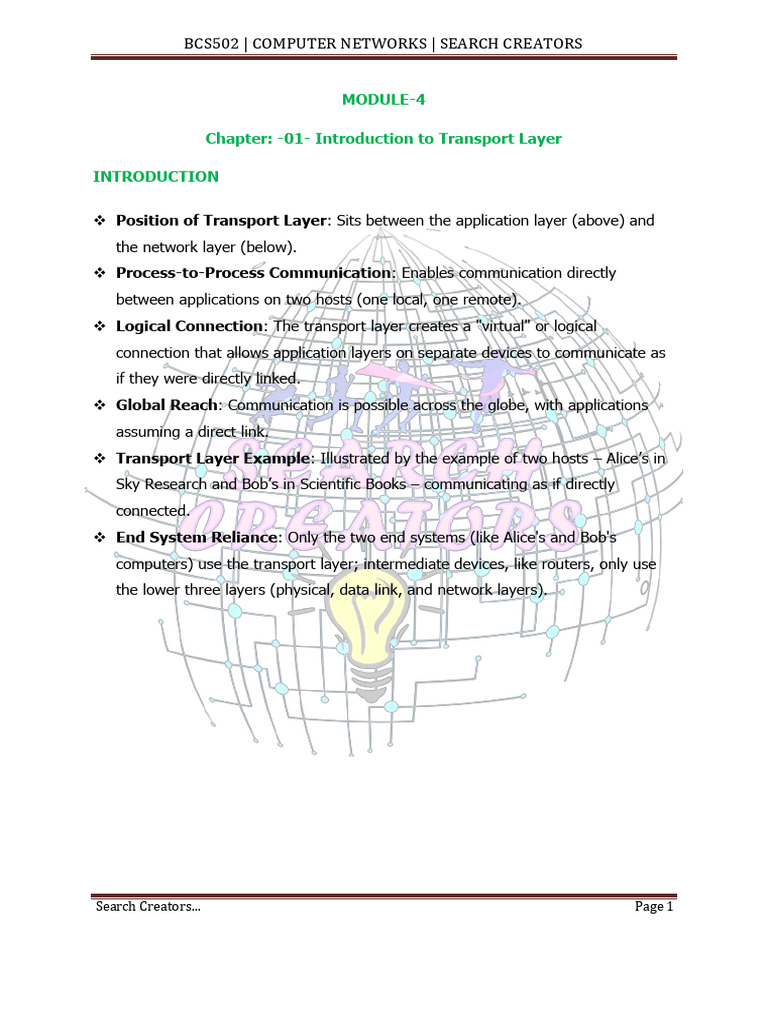 Transport Layer Overview in Networking | PDF | Transmission Control ...