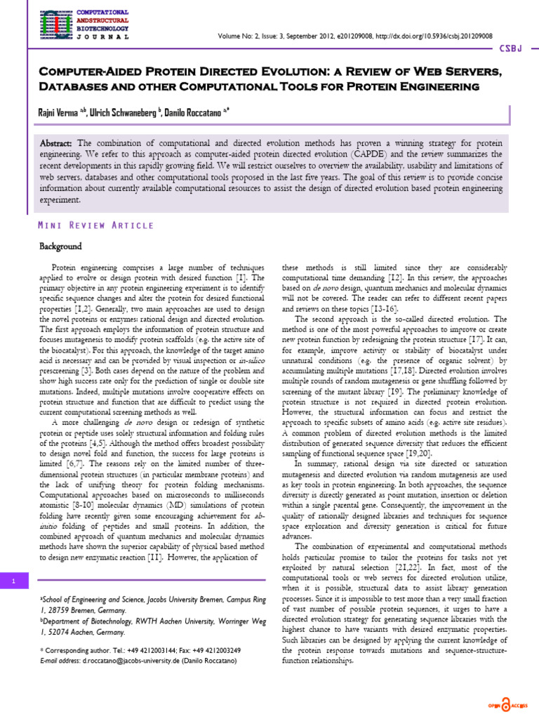 Computer_Aided Protein Directed Evolution | PDF | Proteins | Mutation