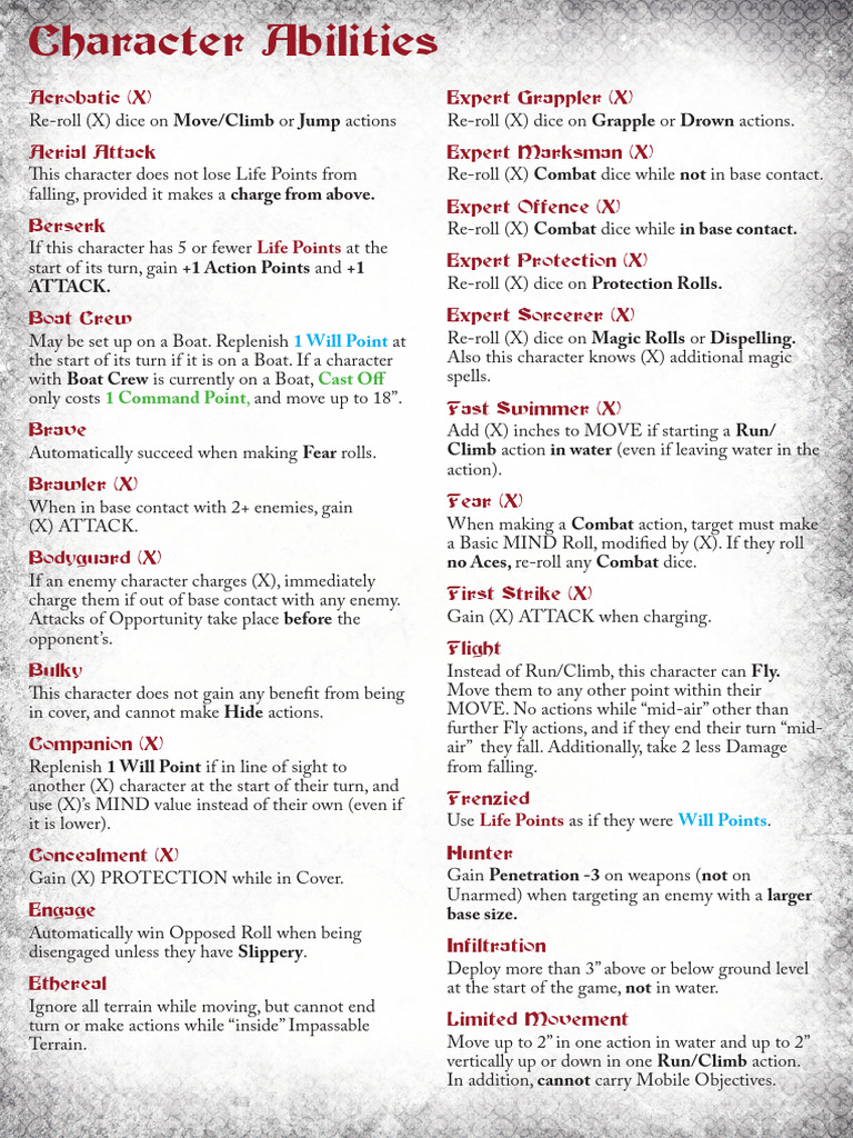 Character Abilities and Agendas Guide | PDF