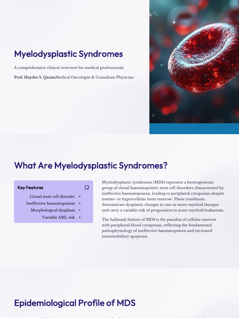 Myelodysplastic Syndromes Overview | PDF | Haematopoiesis | Diseases ...