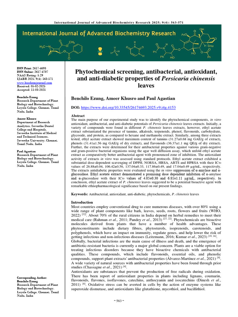 Phytochemical and Biological Properties of Persicaria chinensis | PDF ...