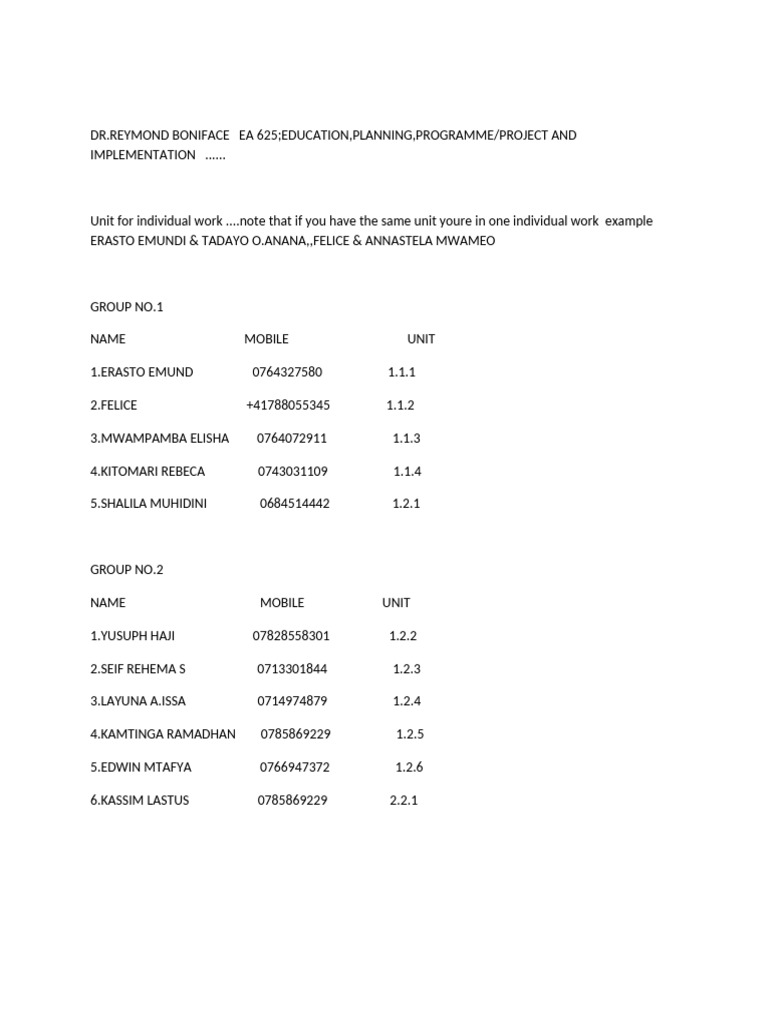 Group Assignments and Contacts List | PDF | Chess Theory | Chess