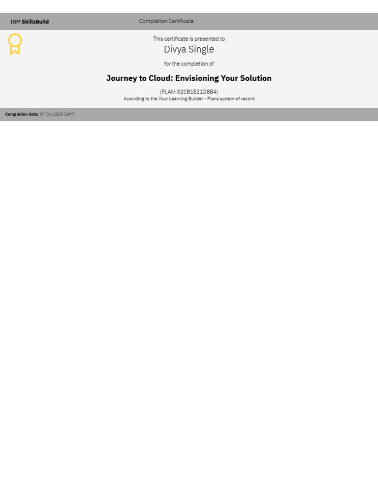 Cloud Solution Completion Certificate | PDF