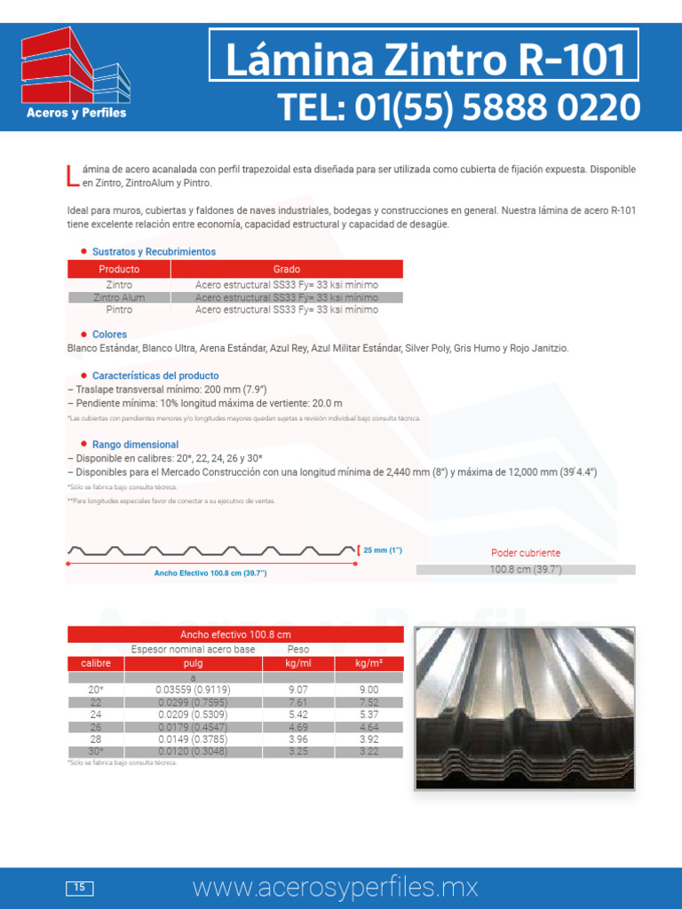 Lámina de Acero R-101 para Construcción | PDF