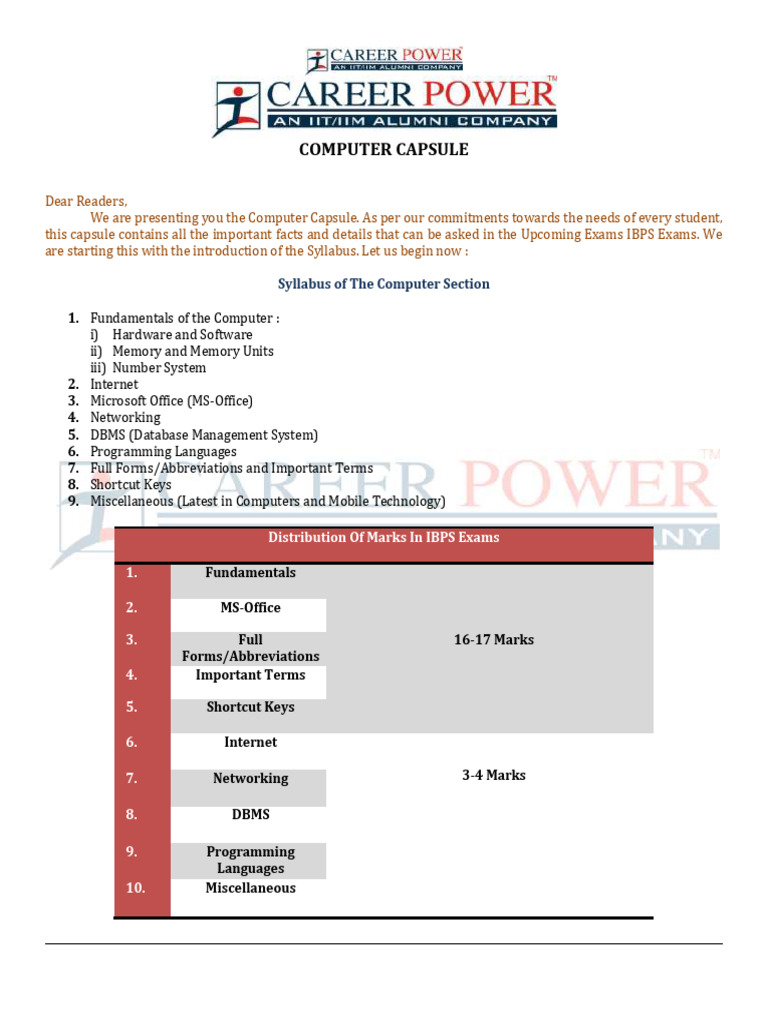 Computer Capsule for Ibps Po Mains 2015 | PDF | Random Access Memory ...