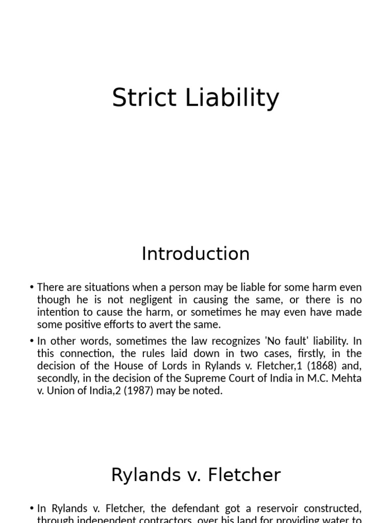 Strict Liability | PDF | Tort | Negligence