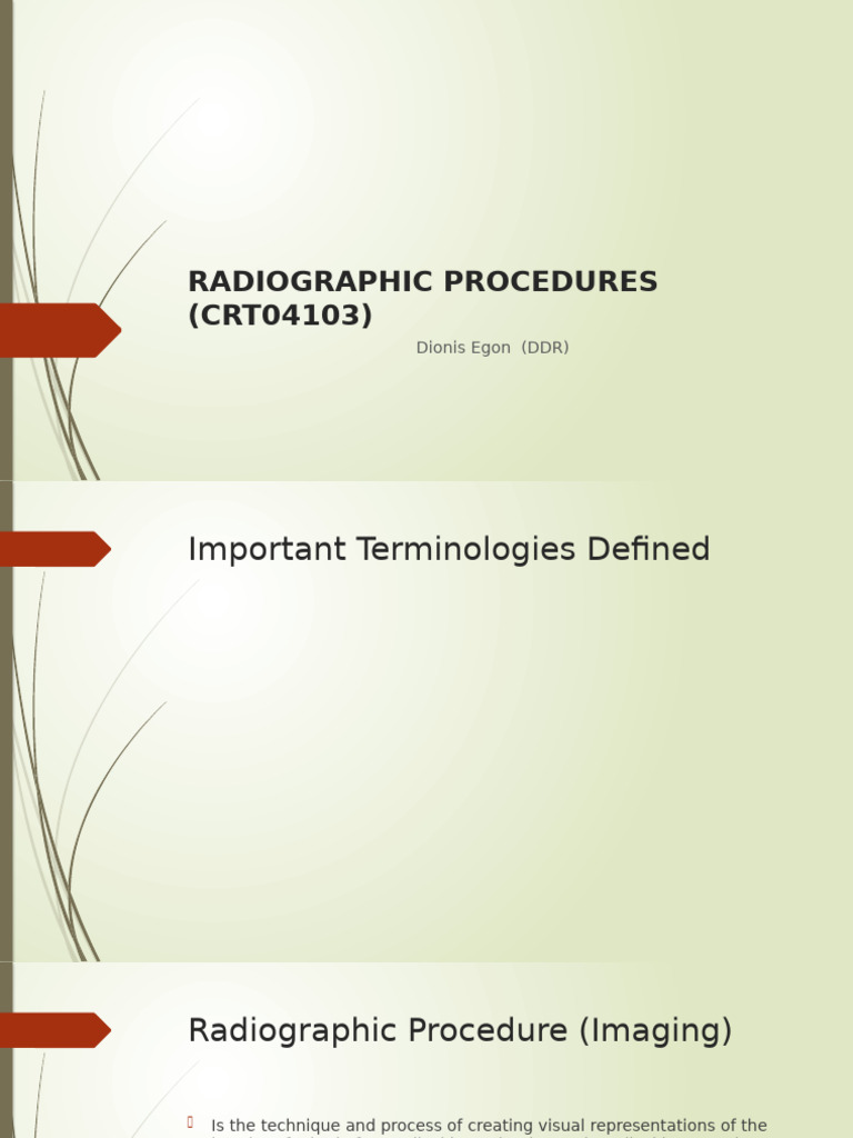 Radiographic Procedures Overview | PDF