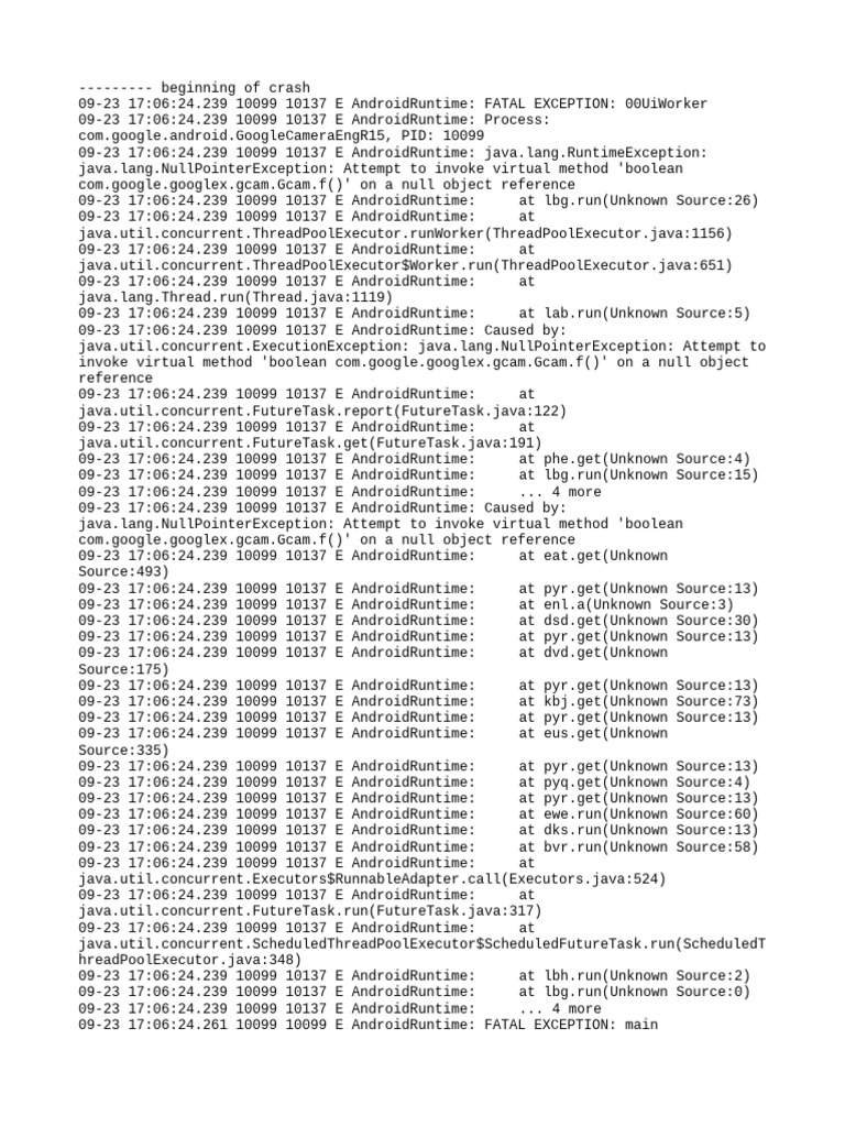 Google Camera Null Pointer Exception | PDF | Java (Programming Language ...
