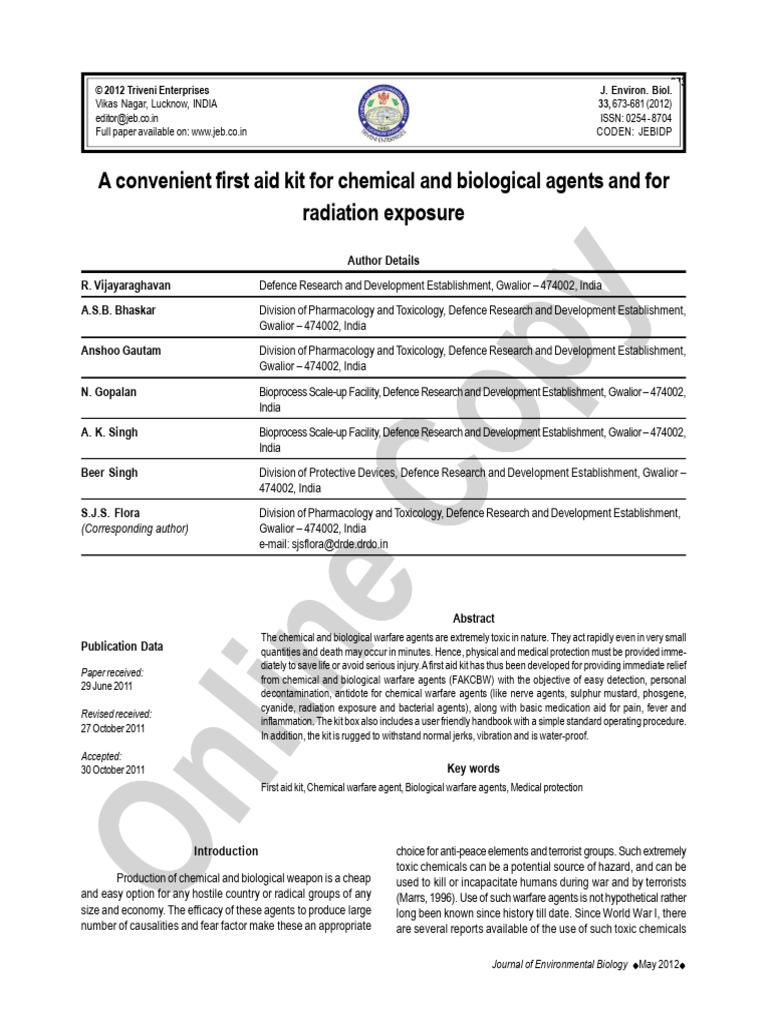First Aid Kit for Chemical & Biological Agents | PDF | Acetylcholine ...