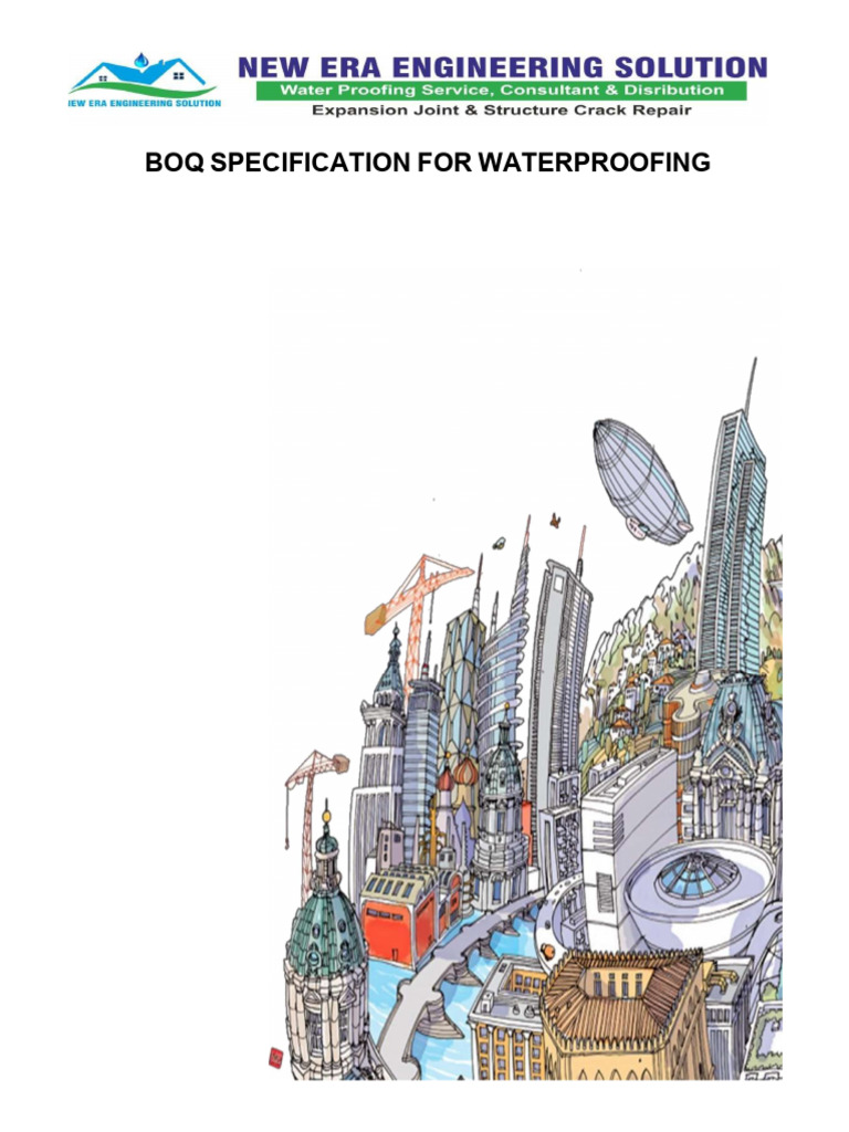 Waterproofing BOQ Specification Guide | PDF | Concrete | Cement