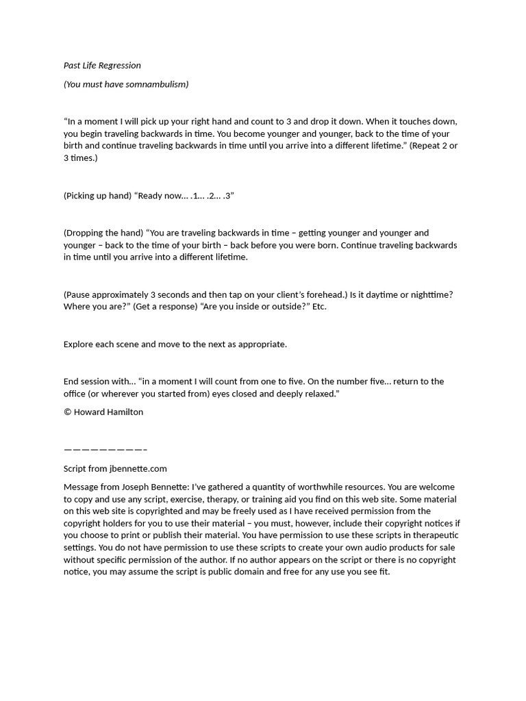 Past Life Regression Script Guide | PDF