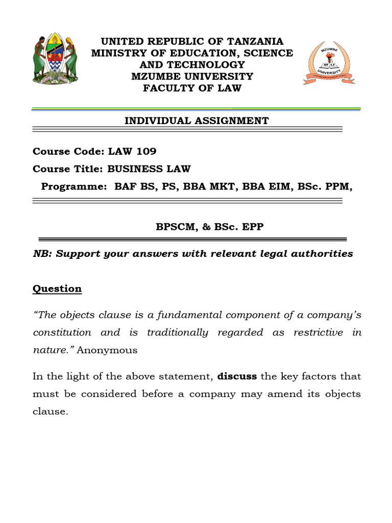 Amending a Company's Objects Clause | PDF