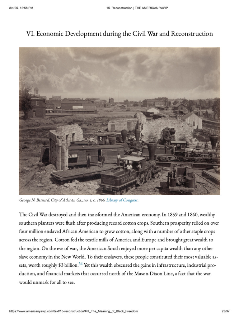 Economic Changes Post-Civil War | PDF | Reconstruction Era | Southern ...
