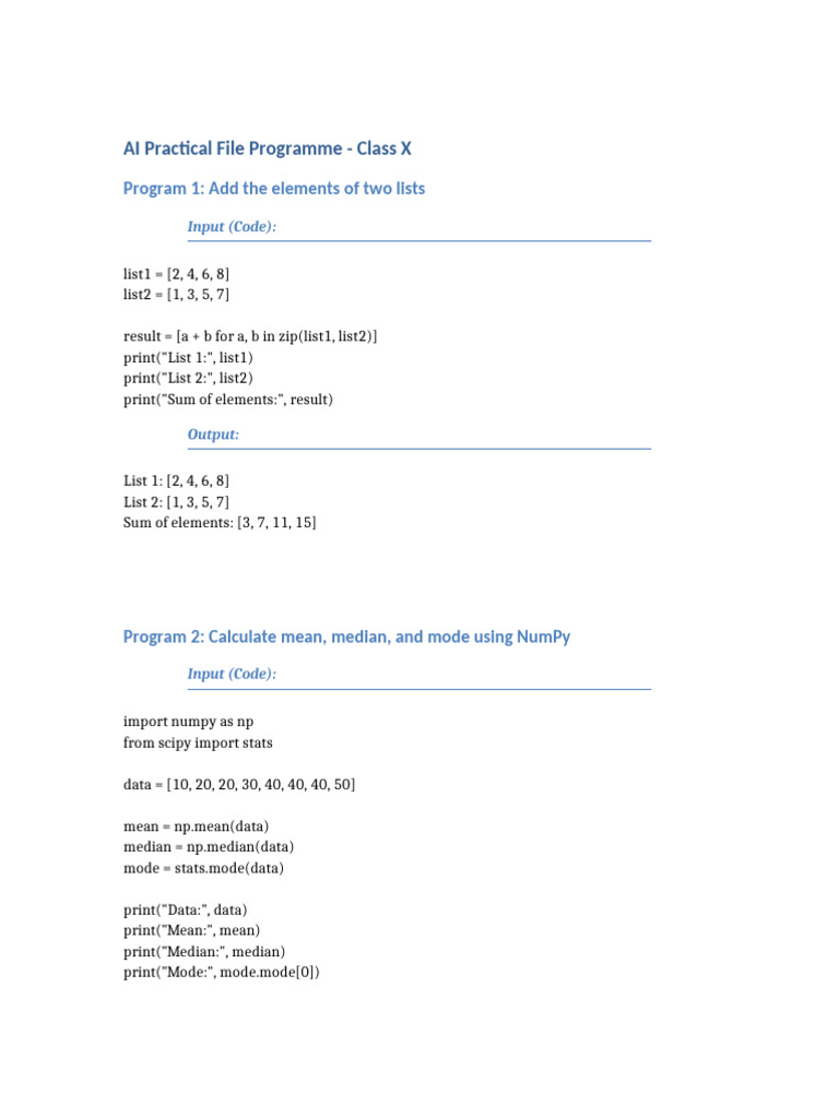 AI Practical File ClassX With IO | PDF