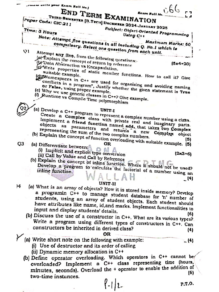 Oops Dec Endsem 2024 | PDF