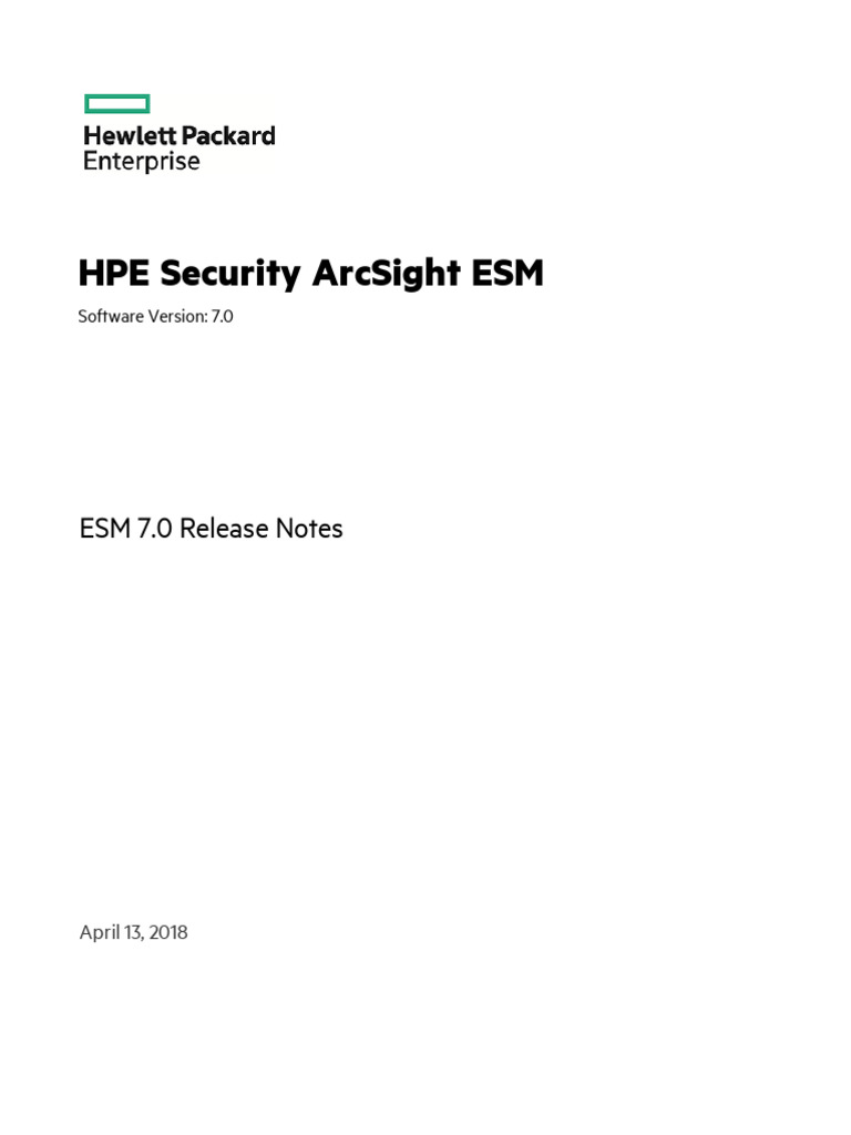 HPE ArcSight ESM 7.0 Release Notes | PDF | Command Line Interface | I Pv6