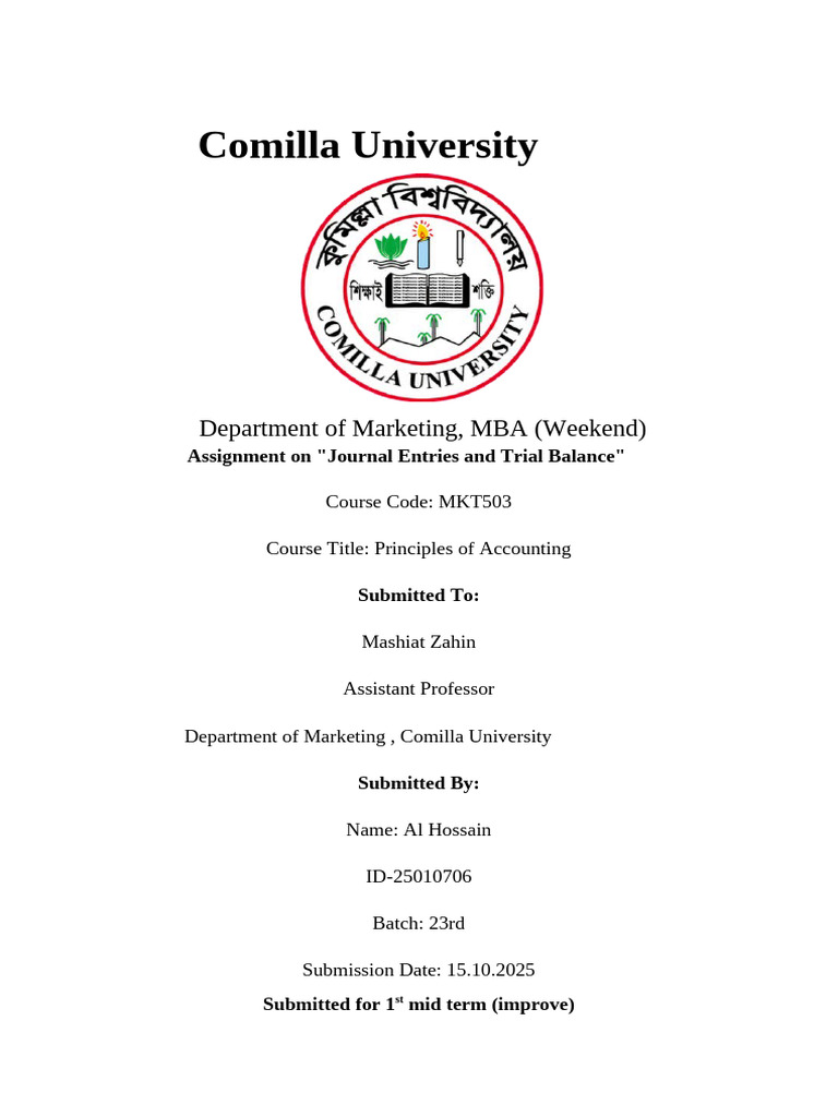 Accounting_Assignment_Solution by Al Hossain (25010706) | PDF | Debits ...