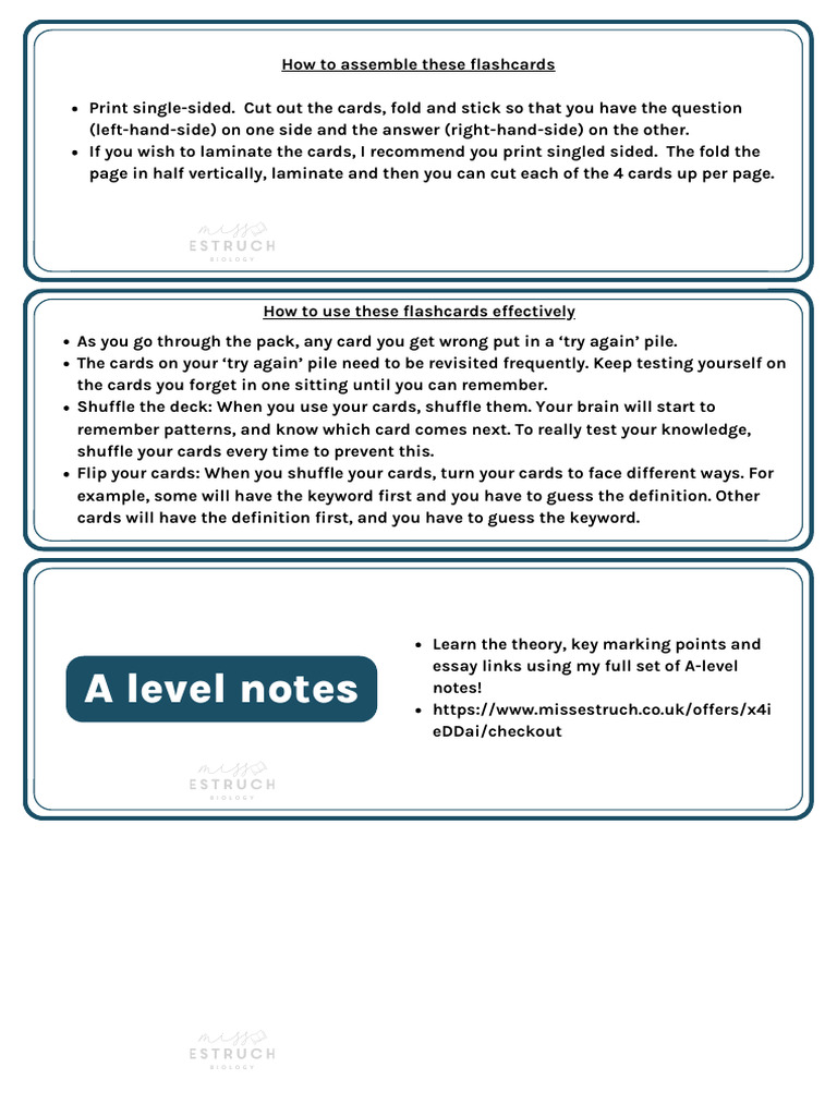 A-Level Flashcard Assembly Guide | PDF | Immune System | Antibody