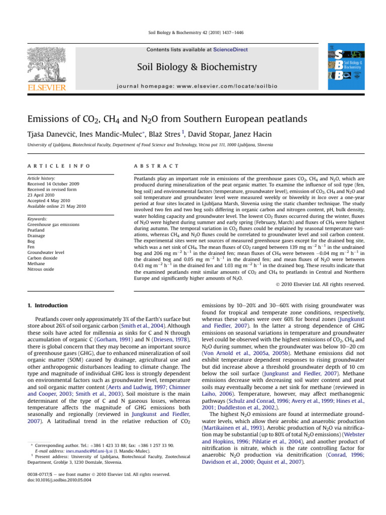 Greenhouse Gas Emissions from Peatlands | PDF | Greenhouse Gas | Soil