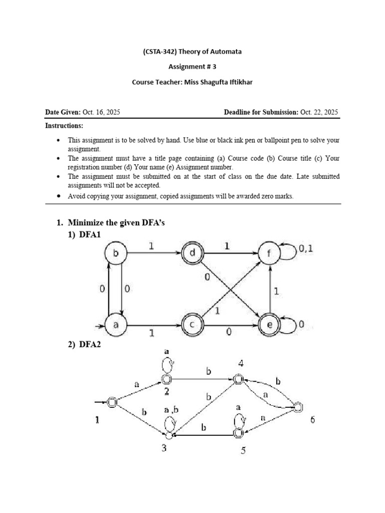 Automata Theory Assignment #3 Guide | PDF
