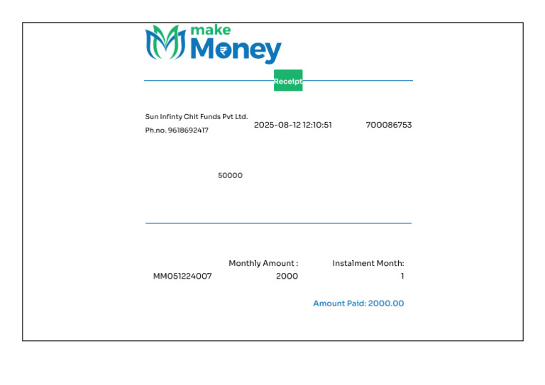 Chit Fund Payment Receipt Summary | PDF