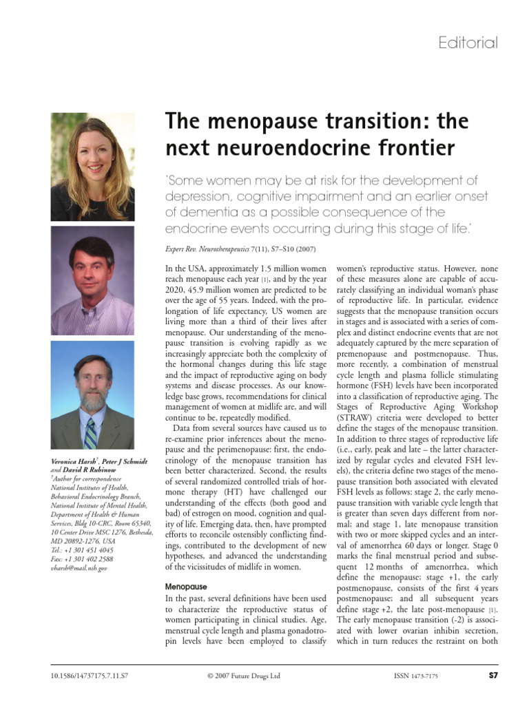 The menopause transition: the next neuroendocrine frontier | PDF ...