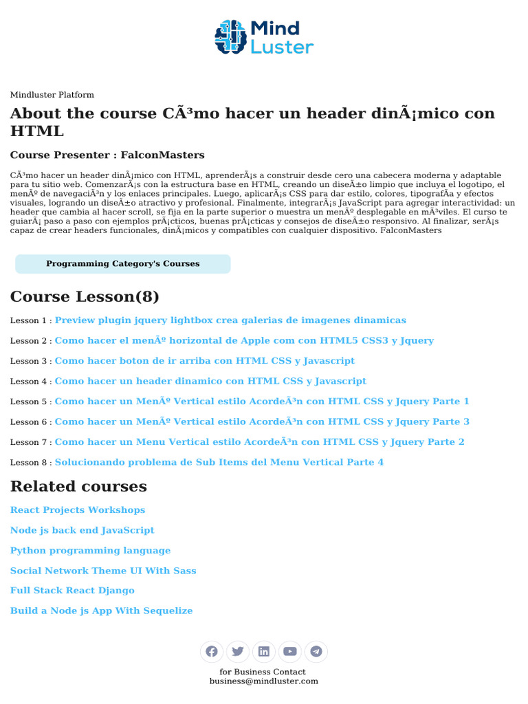 Cómo Hacer Un Header Dinámico Con HTML Course Content | PDF