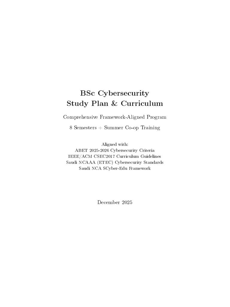 BSc Cybersecurity Study Plan Overview | PDF | Security | Computer Security