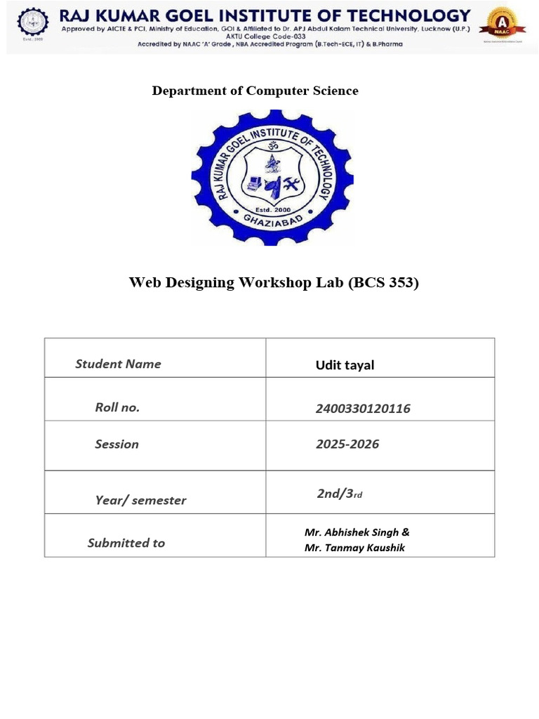 Web Designing Workshop Lab Report | PDF