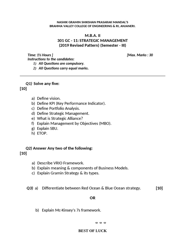 301 Gc Strategic Management Mba III | PDF