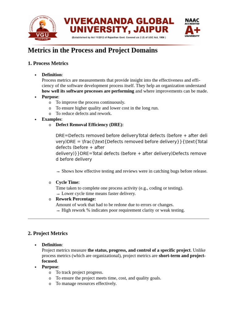 Process and Project Metrics in Software Development | PDF | Reliability ...