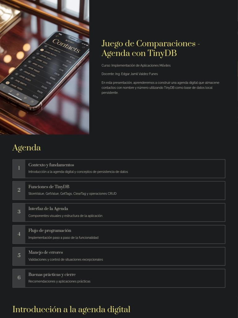 Juego de Comparaciones Agenda Con TinyDB | PDF