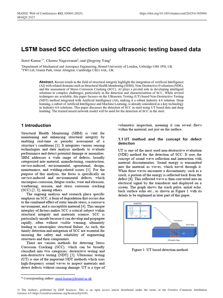 LSTM for SCC Detection via Ultrasonic Data | PDF | Nondestructive ...