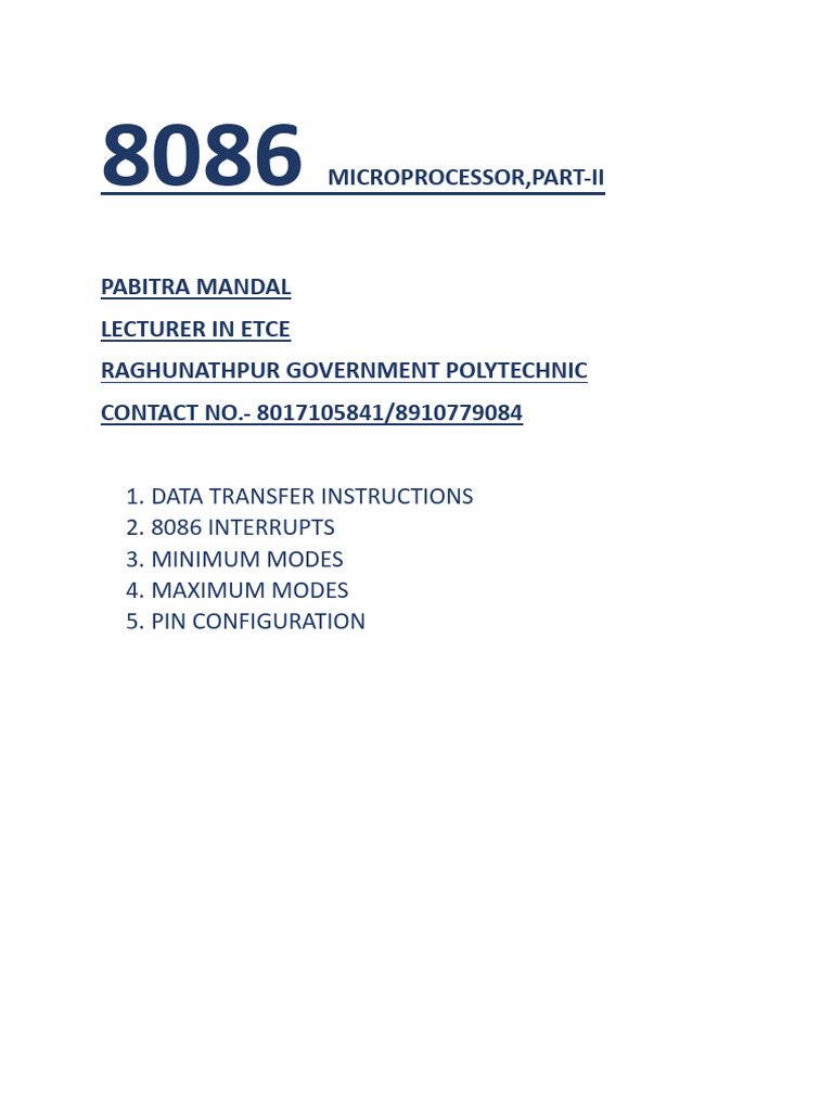 8086 PART 2 | PDF | Computer Engineering | Computer Architecture