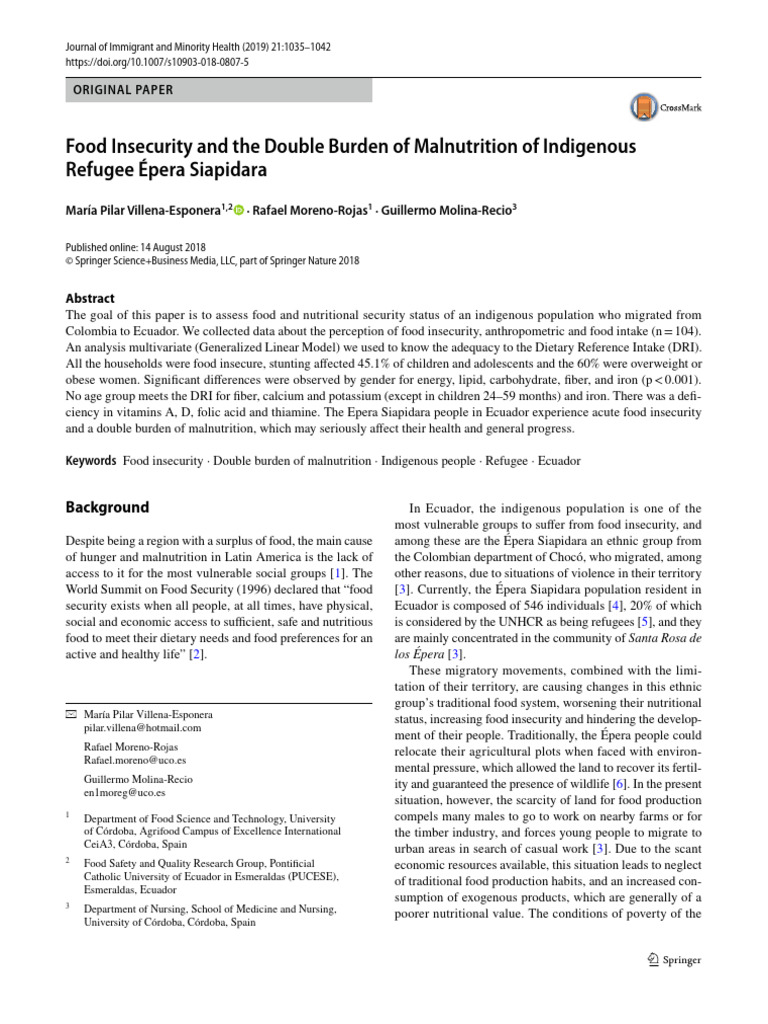 Food Insecurity and The Double Burden of Malnutrition of Indigenous ...