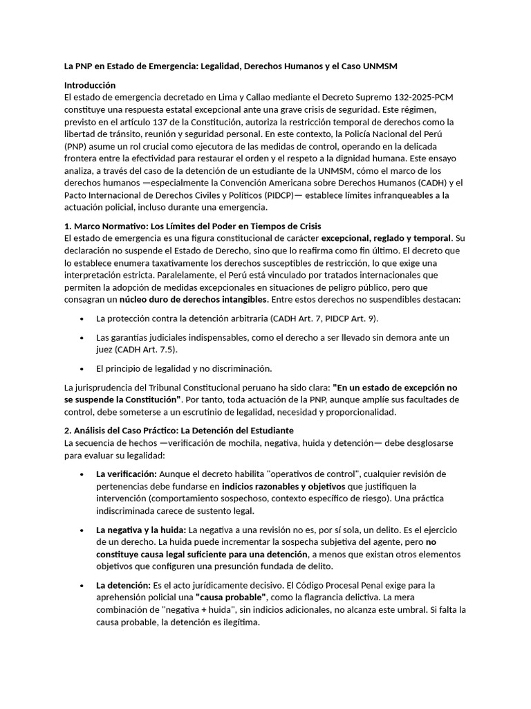 La PNP en Estado de Emergencia | PDF | Estado de emergencia | Policía