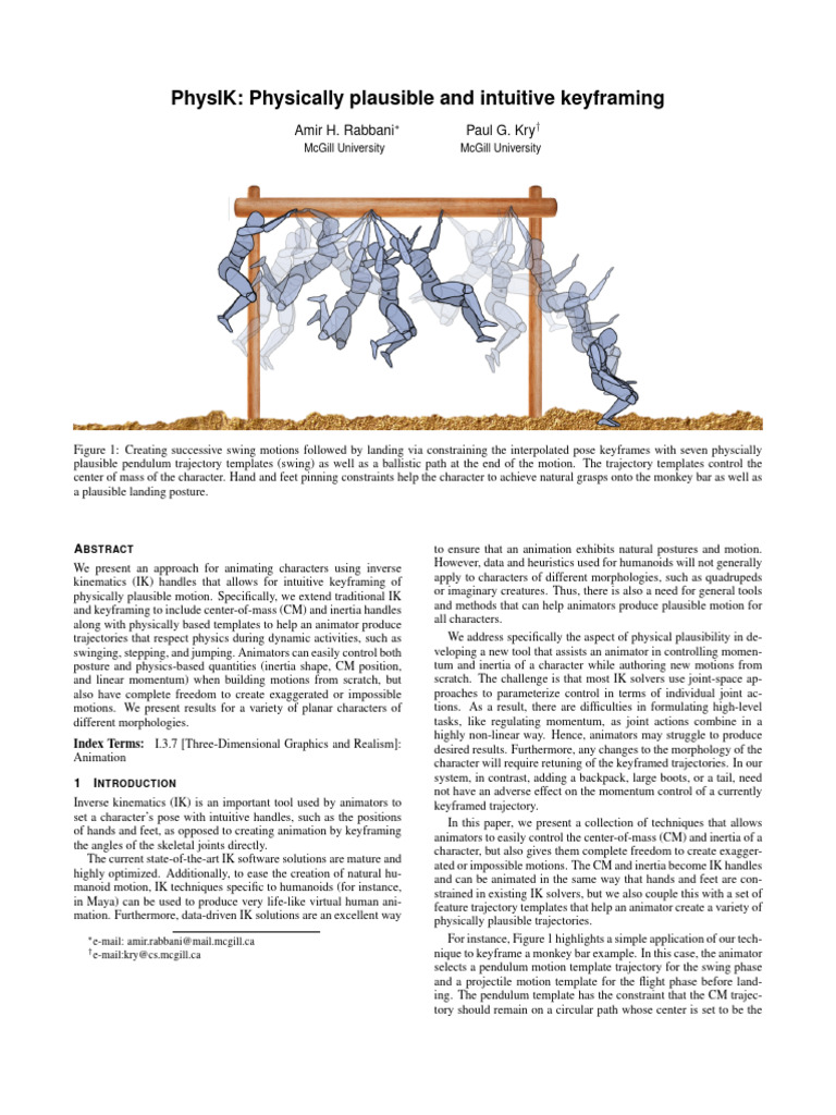 Intuitive Keyframing for Dynamic Animation | PDF | Kinematics | Momentum