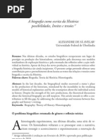 AVELAR, A biografia como escrita da história - possibilidades, limites, tensões. Dimensões, n. 24. 2010