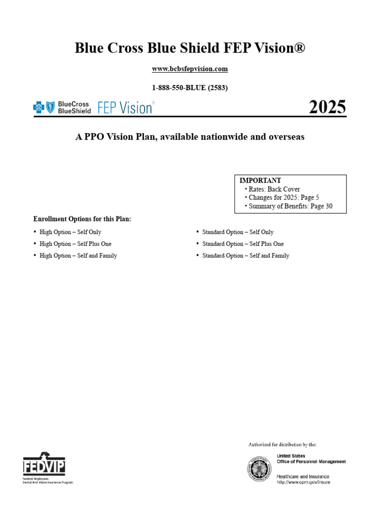 2025 Blue Cross Blue Shield FEP Vision Plan | PDF | Health Savings ...