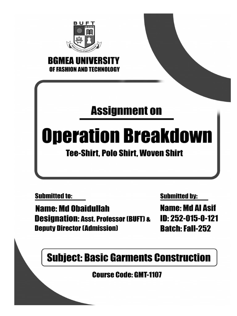 Operation Breakdown-Tee Shirt, Polo Shirt, Woven Shirt | PDF | Seam ...