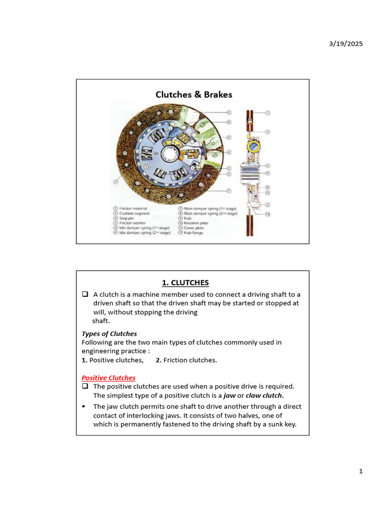 Clutches and Brakes: Types and Design | PDF | Clutch | Brake